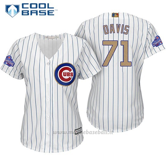 Maglia Baseball Donna Chicago Cubs 71 Wade Davis Bianco Or Program Cool Base